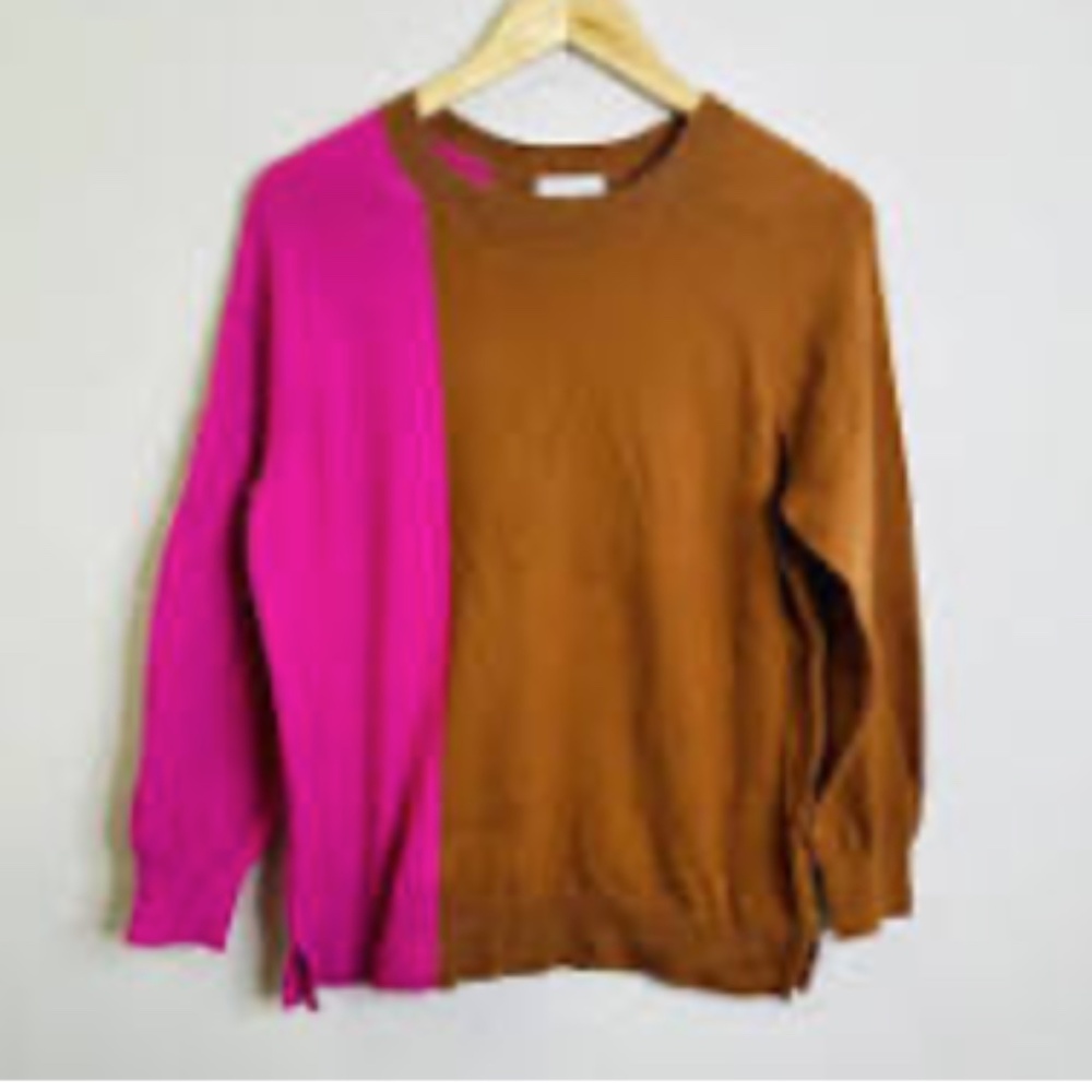 14th color block pink burnt brown sweater M